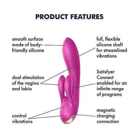 Double Flex App Controlled Rabbit Vibrator by Satisfyer - Clit Ticklers and Pulsators