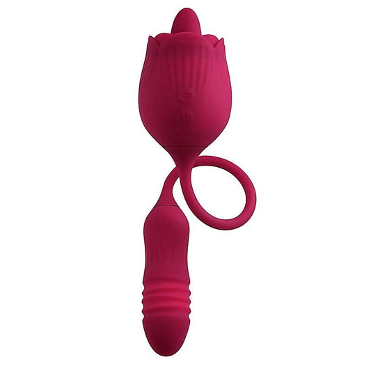 Evolved WILD ROSE - Dual Pleasure Thrusting Bullet and Flicking Tongue - Personal Massagers
