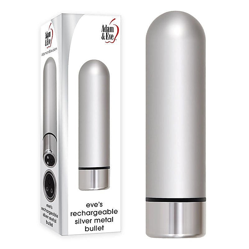 Rechargeable Silver Metal Bullet by Adam & Eve Sextoys - Bullet Vibrators