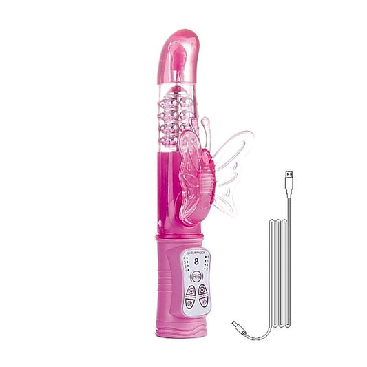 Rechargeable Silicone Butterfly Pink - Rabbit Vibrators