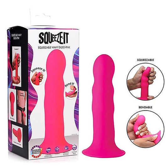 XR Brands Squeeze-It Wavy Dildo - Bendable Delight for Intimate Enjoyment