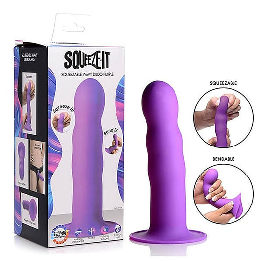 XR Brands Squeeze-It Wavy Dildo - Bendable Delight for Intimate Enjoyment