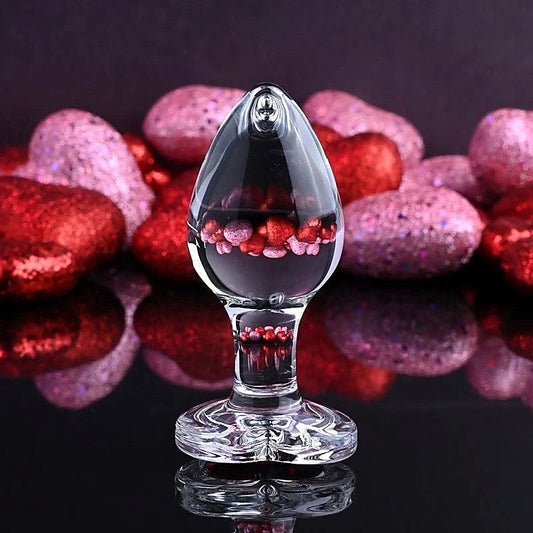 Adam & Eve Red Heart Gem Glass Plug - Butt Plugs