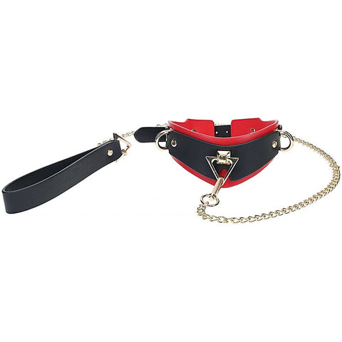 Luxurious Leather Fetish Collar & Leash by Shots Toys - Bondage Kits