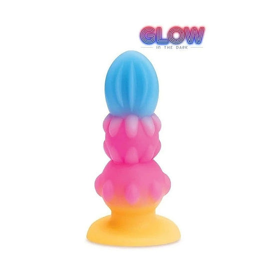 Glow-in-Dark Alien Pleasure Anal Plug - 3 Textured Sections - Butt Plugs
