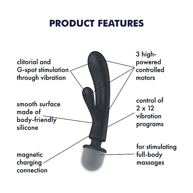 Satisfyer Triple Lover Rabbit Style Clitoral and G Spot Stimulator - Glass Sex Toys