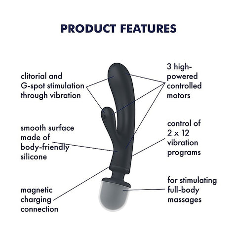 Satisfyer Triple Lover Rabbit Style Clitoral and G Spot Stimulator - Glass Sex Toys