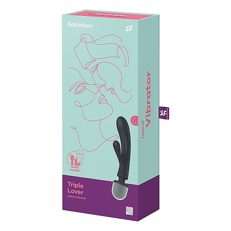 Satisfyer Triple Lover Rabbit Style Clitoral and G Spot Stimulator - Glass Sex Toys