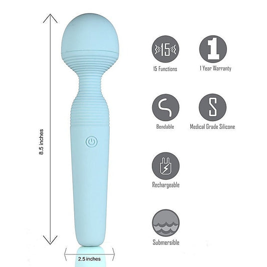 Maia Grace Rechargeable Pleasure Wand - Bendable, 15 Functions, Waterproof - Body Wands