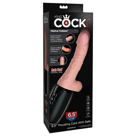 King Cock Plus 6.5 Inch 3D Thrusting Vibrating Cock - Vibrating Dildos