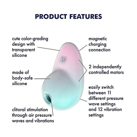 Satisfyer Pixie Dust Double Air Pulse Touch Free Clitoral Stimulator - Clit Ticklers and Pulsators