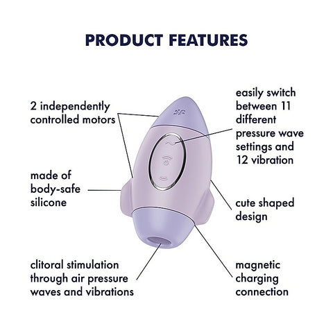 Mission Control Double Air Pulse Clitoral Vibrator - Pussy And Clit Toys
