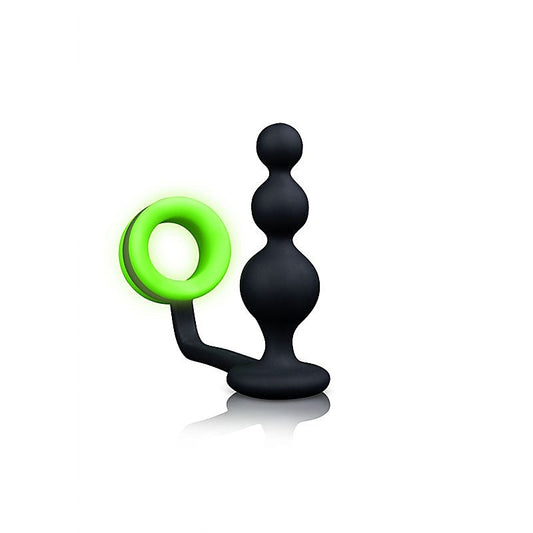 Ouch! Luminous Delight - Glow-in-Dark Beads Butt Plug with Cock Ring