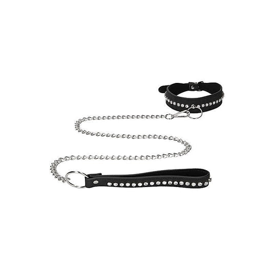 Diamond Studded Collar With Leash by Shots Toys - Collars and Leads