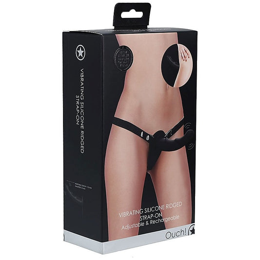 OUCH! Ridged Silicone Vibrating Strap-On - Pleasure Perfection