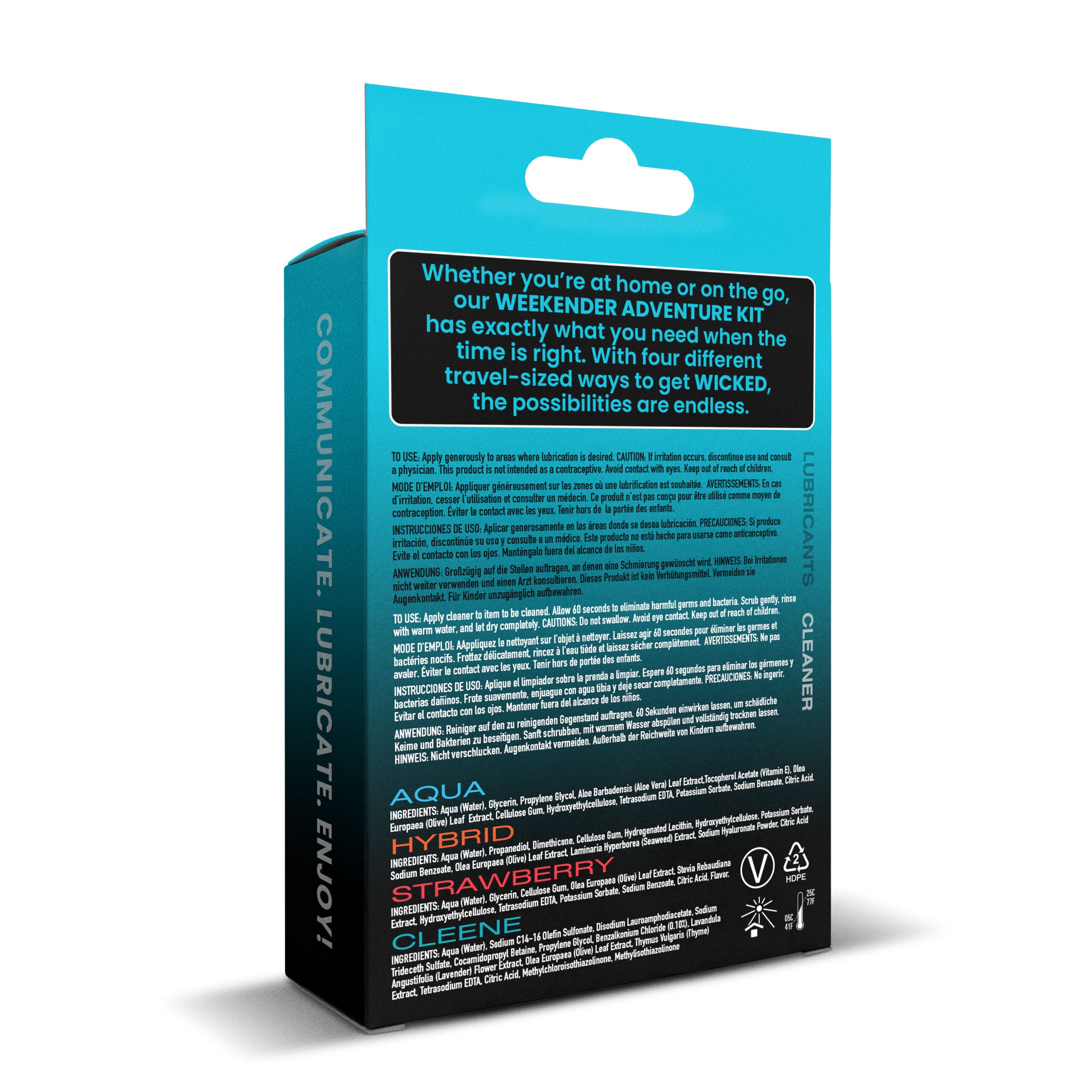 Wicked WEEKENDER ADVENTURE KIT 4 Pack Mixed Lubricants 30ml - Water Based Lubes