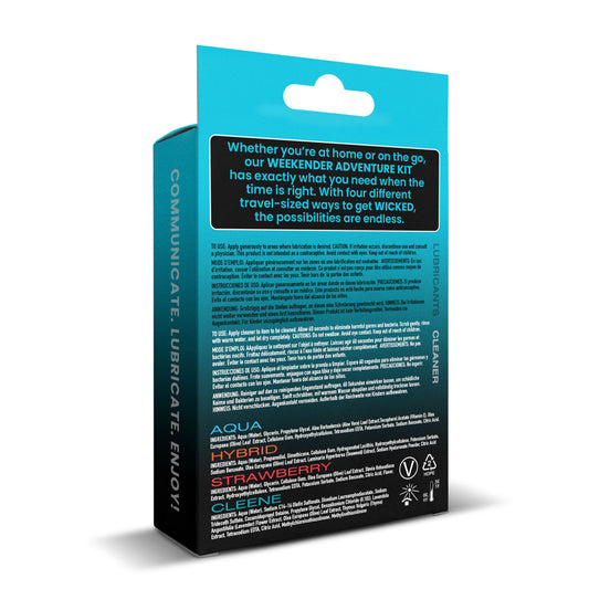 Wicked WEEKENDER ADVENTURE KIT 4 Pack Mixed Lubricants 30ml Water Based Lubes