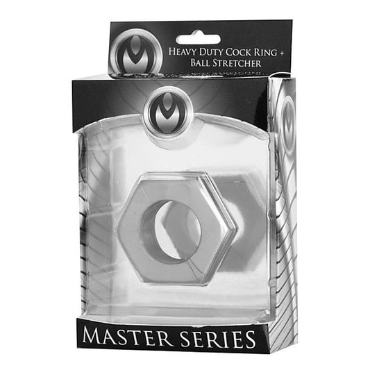 Silver Hex Heavy Duty Cock Ring and Ball Stretcher - Cock Rings