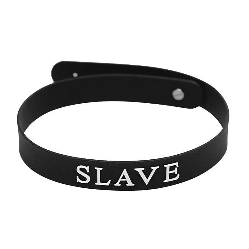 Slave Black Silicone Bondage Collar by XR Brands - Collars and Leads