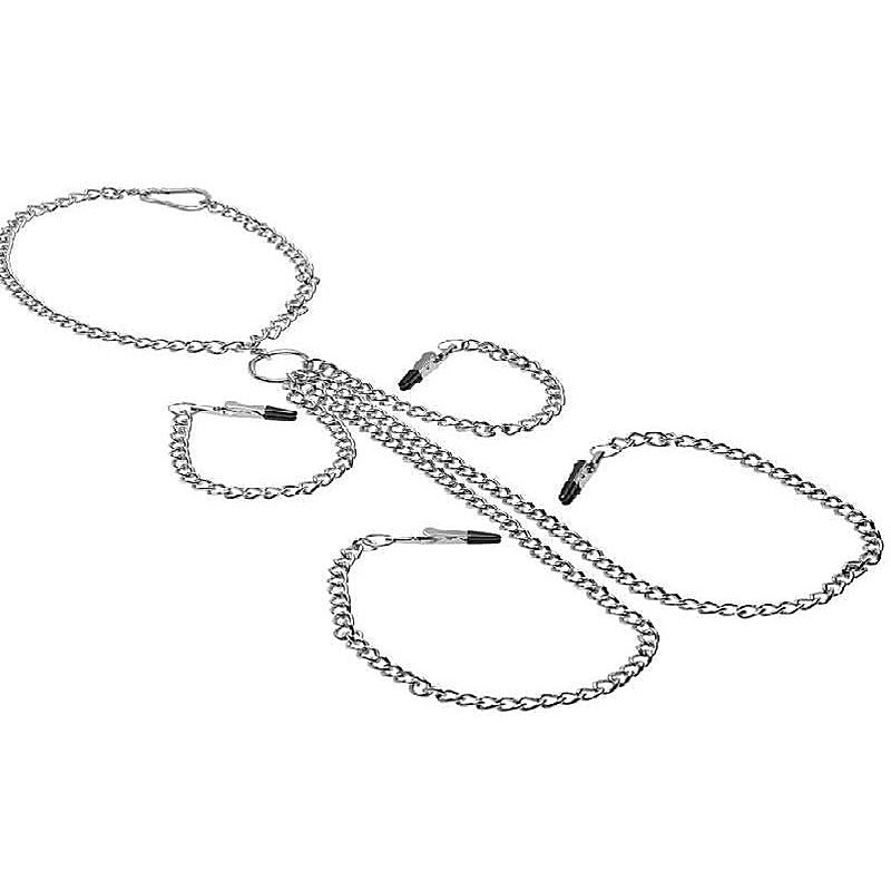 Collar Nipple And Clit Clamp Set - Nipple and Clit Clamps