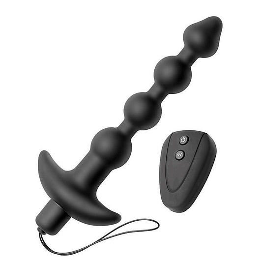 7 Speed Silicone Beaded Anal Vibe With Remote - Anal Beads and Balls
