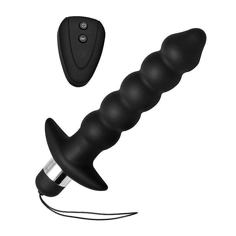 Wireless Black Vibrating Anal Beads With Remote by XR Brands - Anal Vibrators