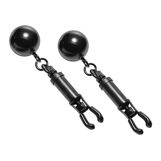 Black Bomber Nipple Clamps With Ball Weights - Breast and Nipple Toys