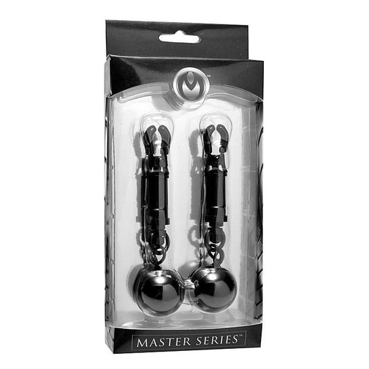 Black Bomber Nipple Clamps With Ball Weights - Breast and Nipple Toys