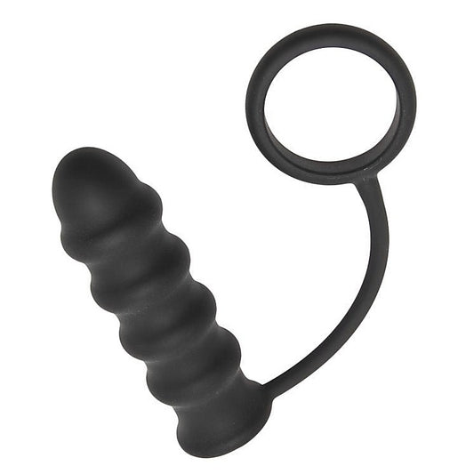 Rippler Vibrating Silicone Anal Plug with Cock Ring - Intense Erection Enhancement