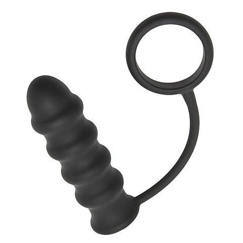 Rippler Vibrating Silicone Anal Plug with Cock Ring - Cock Rings
