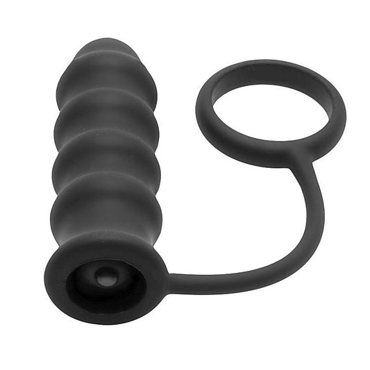 Rippler Vibrating Silicone Anal Plug with Cock Ring - Intense Erection Enhancement