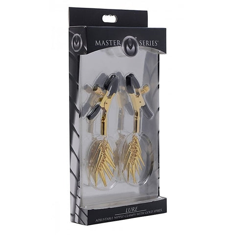 Adjustable Nipple Clamps With Gold Spikes by XR Brands - Nipple and Clit Clamps