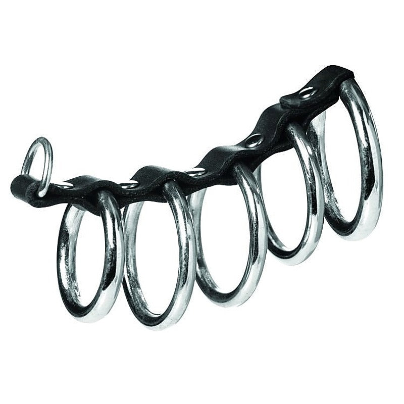 Extreme BDSM Pleasure - 5 Interconnected Steel Rings - Cock Rings