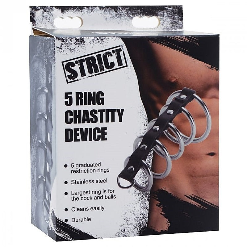 Extreme BDSM Pleasure - 5 Interconnected Steel Rings - Cock Rings
