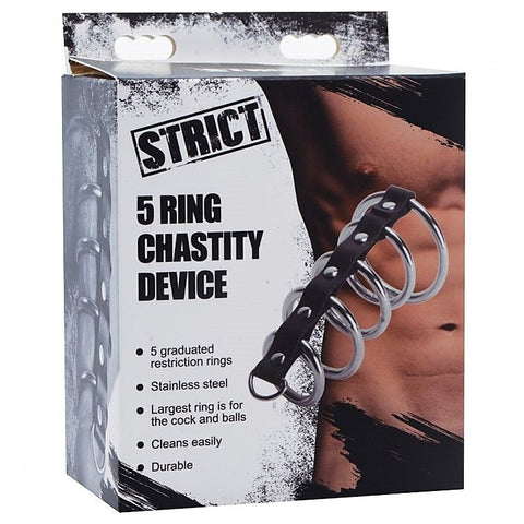 Extreme BDSM Pleasure - 5 Interconnected Steel Rings - Cock Rings