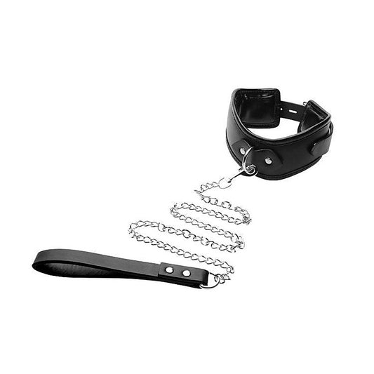 Strict Padded Locking Posture Bondage Collar Black