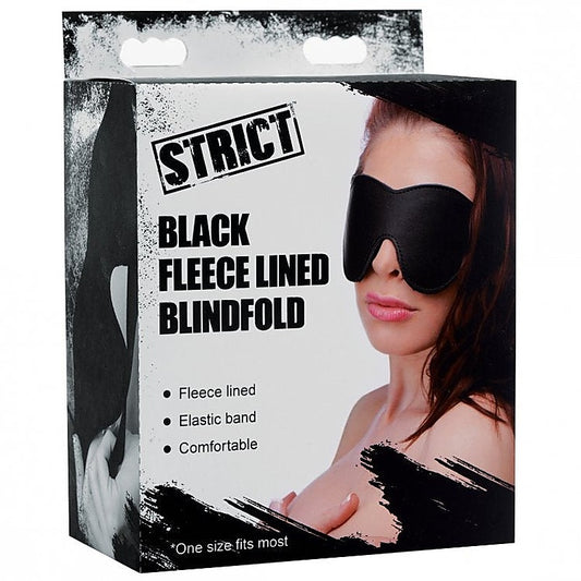 Strict Black Fleece Lined Blindfold by XR Brands - Masks And Blindfolds