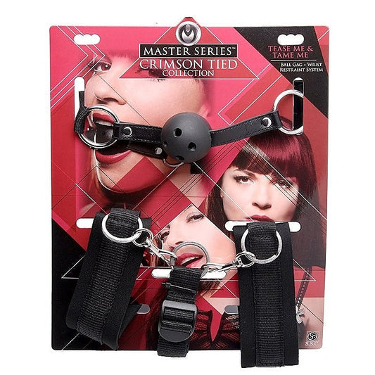 Tease Me & Tame Me Ball Gag & Wrist Restraint System