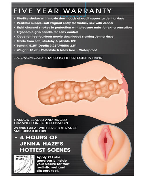 Zero Tolerance Jenna Haze Realistic Vagina Stroker Masturbators and Strokers