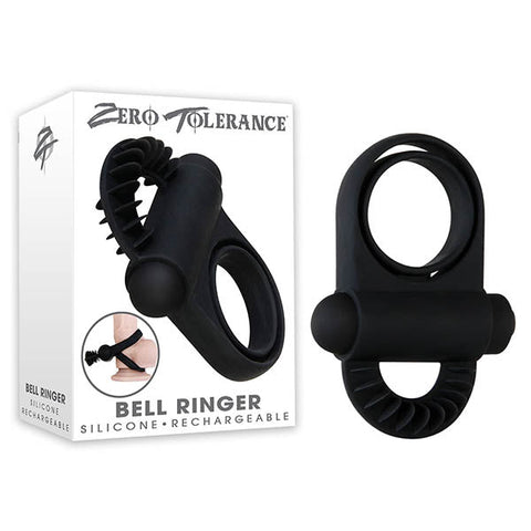 Zero Tolerance Bell Ringer Vibrating Cock Ring Black - Vibrating Cock Rings