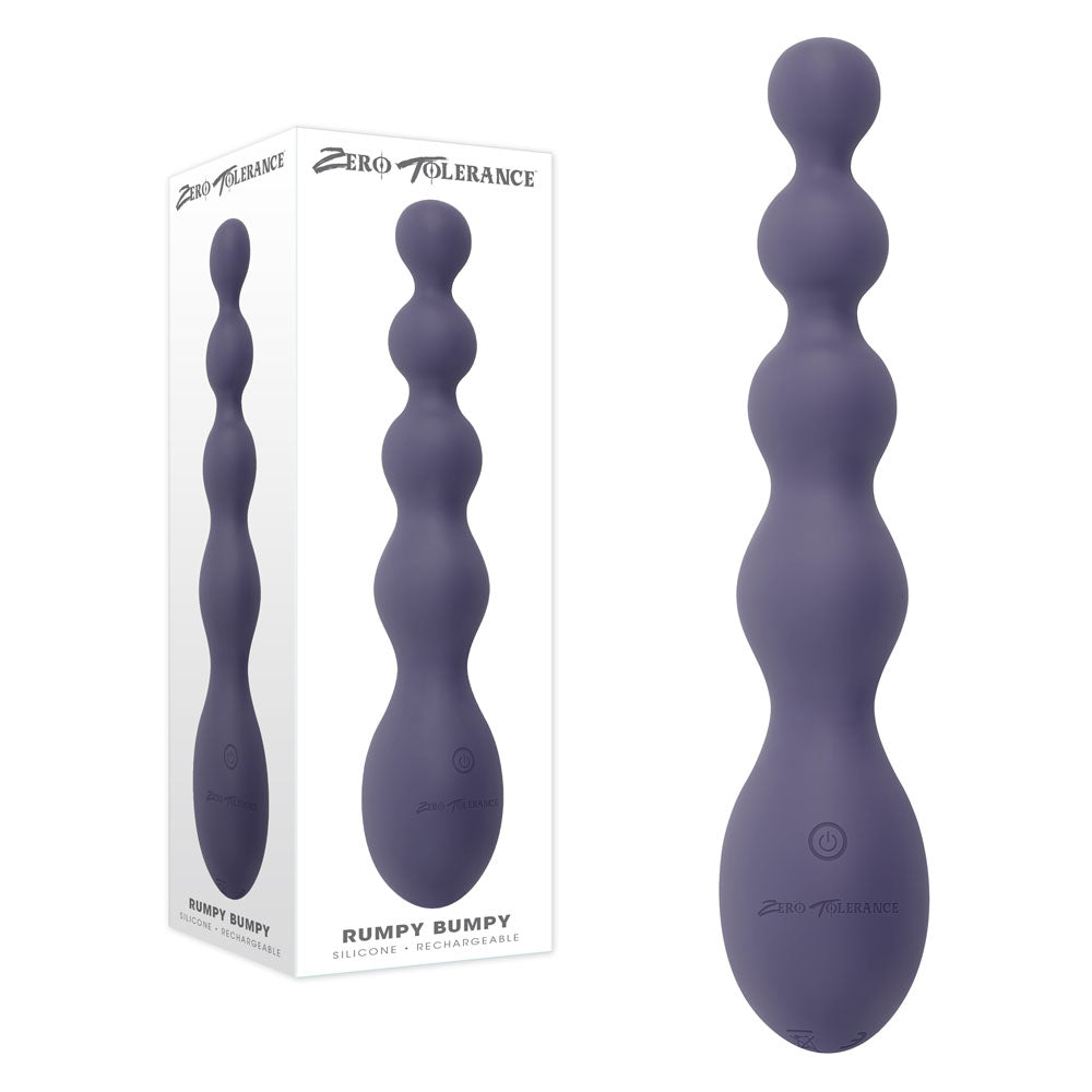 Zero Tolerance Rumpy Bumpy 17.5cm USB Rechargeable Vibrating Anal Bead Purple Anal Beads and Balls