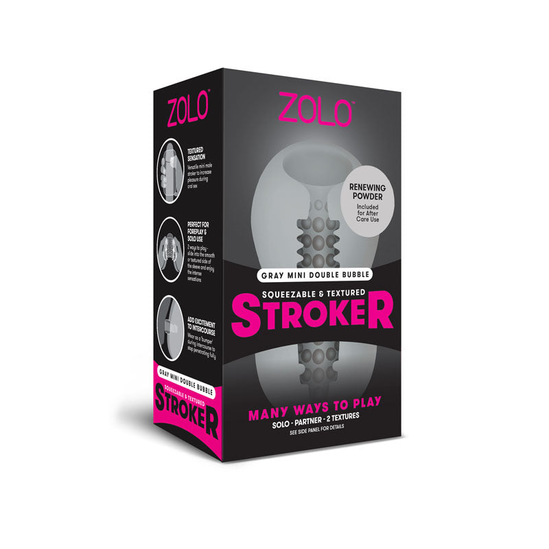 Zolo Grey Mini Double Bubble Male Stroker Sleeve Grey Masturbators and Strokers