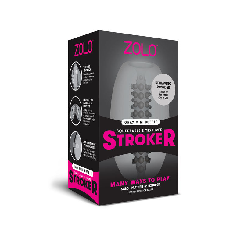 Zolo Grey Mini Bubble Squeezable & Textured Stroker Grey Masturbators and Strokers