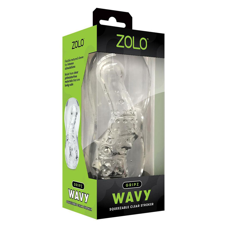 Zolo Gripz Wavy Squeezable Clear Flexible & Stretchy Stroker Masturbator Masturbators and Strokers