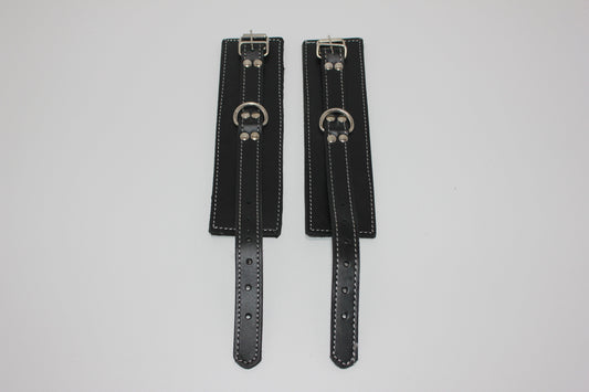 Abbey Leather Buckle Black Wrist Restraints - Cuffs and Restraints