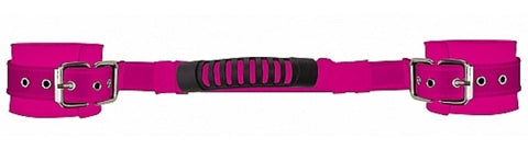 Adjustable Leather BDSM Play Handcuffs Pink - Cuffs and Restraints