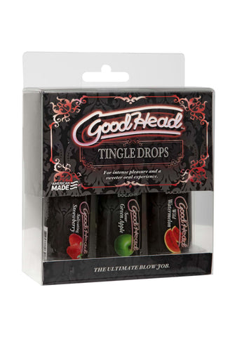 Doc Johnson Good Head Tingle Drops Anal Lube 3 Pack - Delay and Excite Sprays