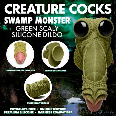 XR Brands Creature Cocks Swamp Monster Fantasy Dildo Green 23.9cm - Realistic Dildos