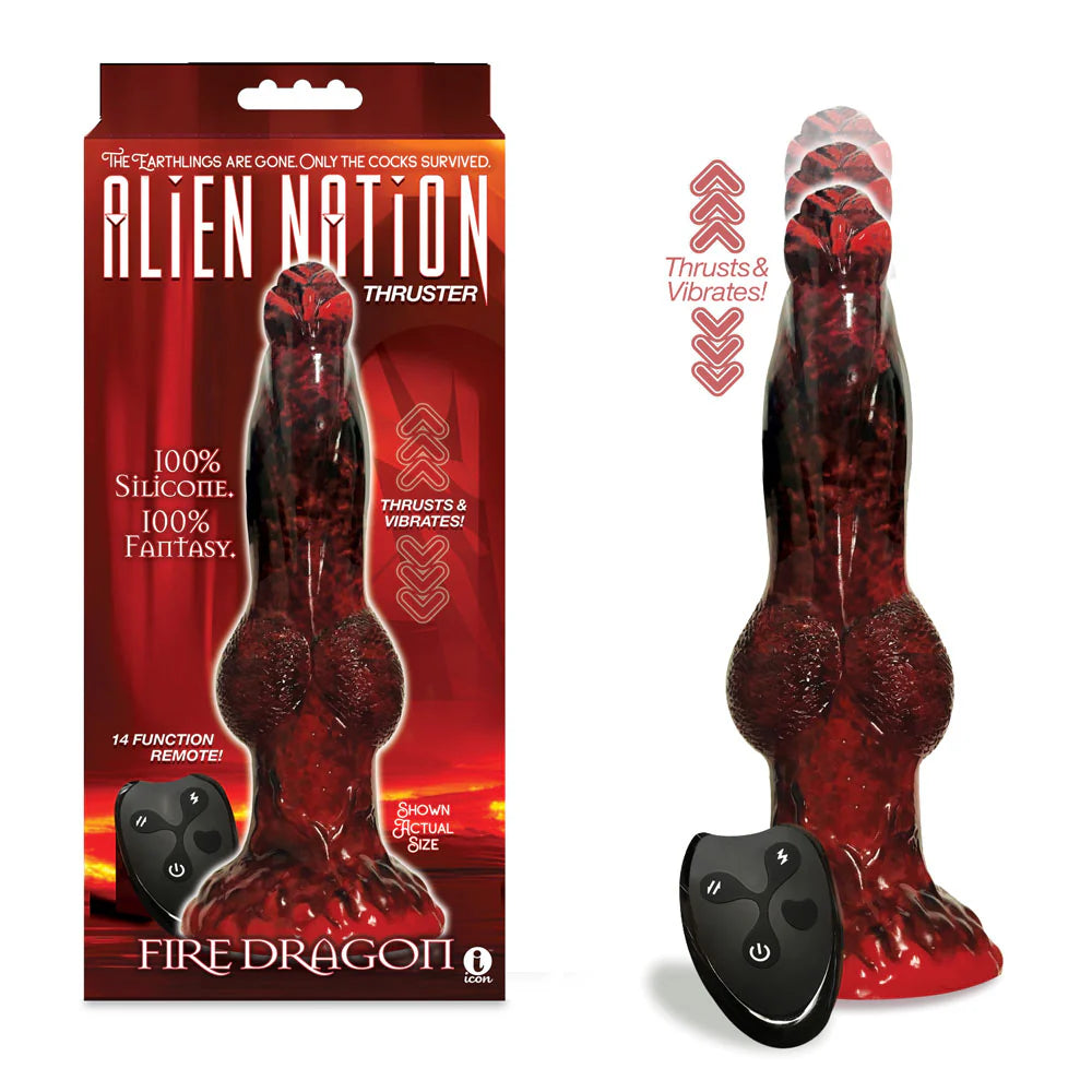 Alien Nation Fire Dragon Thrusting Fantasy Dong Harness Dildos