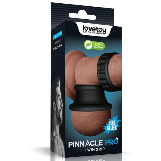 Lovetoy Pinnacle Pro Twin Grip Enhancer Cock & Balls Ring Black Ball and Cock Toys